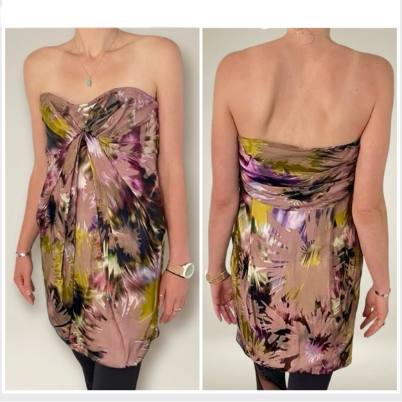 Matthew Williamson Dresses & Skirts - Vintage Burnout Silk-Mix Strapless Dress – Multi Abstract Prom & Special Events